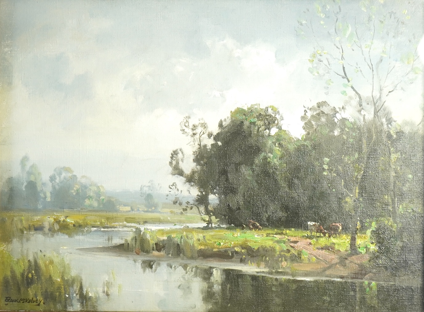 Frank McKelvey RHA RUA, Irish (1895-1974), 'The Lagan River at Maze, Co. Down'
